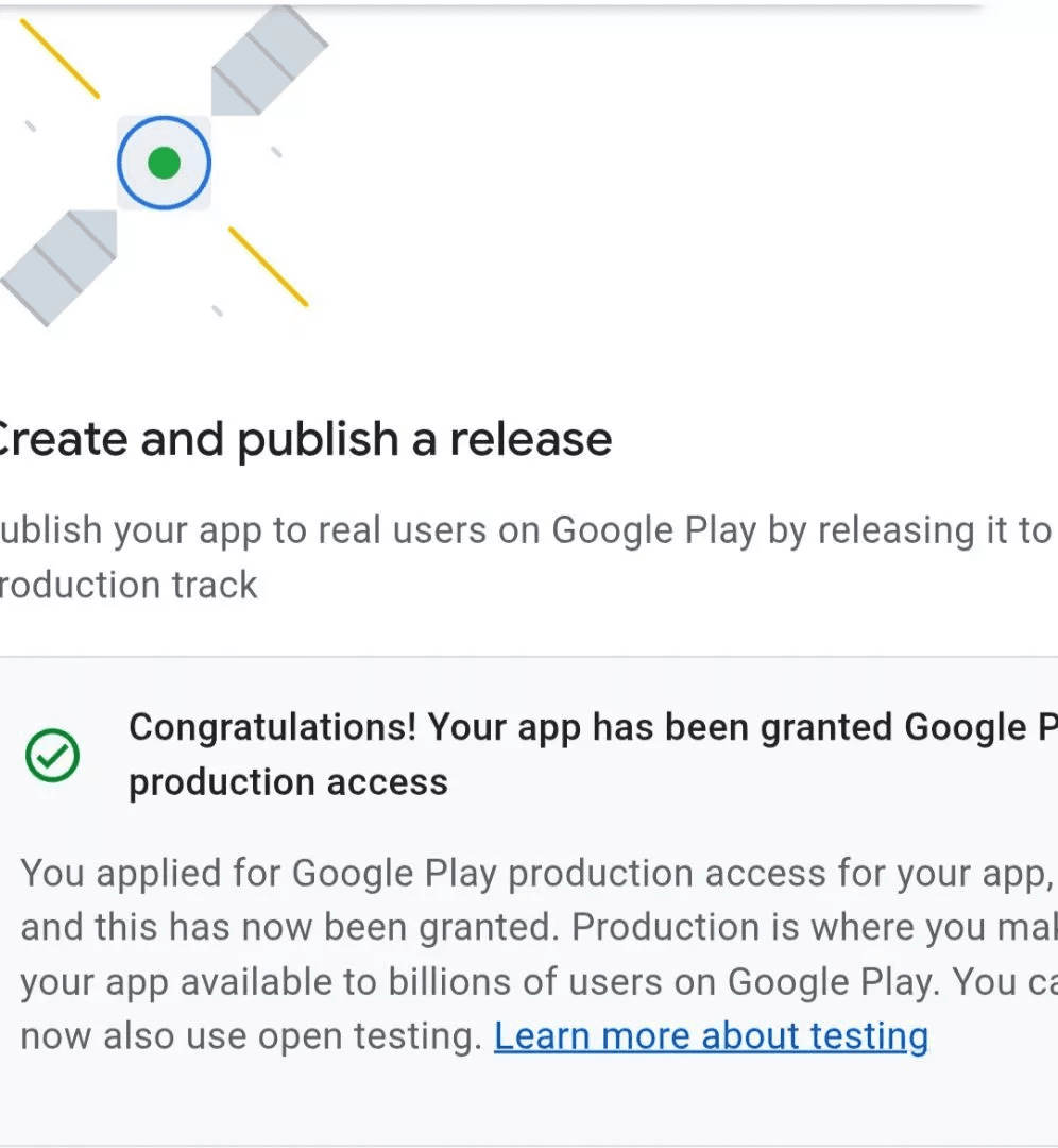Notifikasi Google Play Console: aplikasi telah diberi akses production (approved)